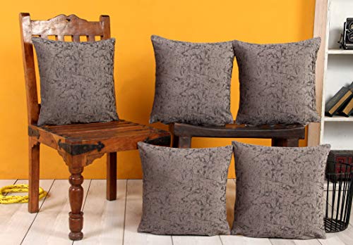 Image of RD TREND Texture Suede /Velvet Cushion Cover (16 x 16 inch, Grey)- Set of 5 Pcs