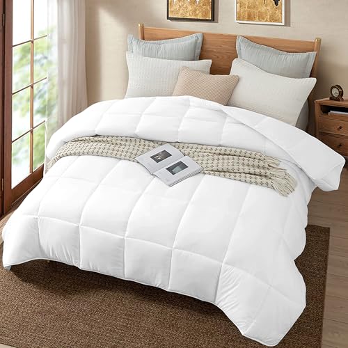 Image of Quilt for All Season 150 GSM Comforter Duvet /Ac Blanket Double Bed Soft Microfiber Lightweight (90 inch X 100 inch Inches) - Double Bed Comforter - White Color