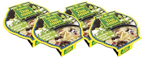 Indonesia Bowl Thai Suppe, Glasnudelsuppe mit Hühnerfleisch, 390 ml (Packung mit 4)