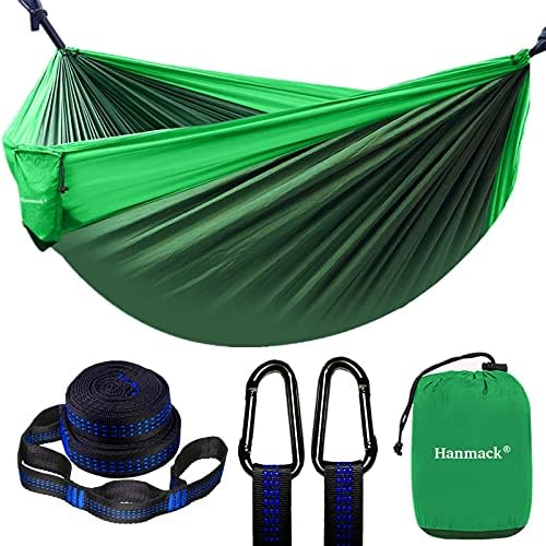 Double Hammock, Camping Hammock with 2 Tree Straps(16+2 Loops), Two Person Hammocks with 210T Nylon Parachute Portable Lightweight Hammock for Backpacking, Outdoor, Beach, Travel, Hiking, Camping Gear