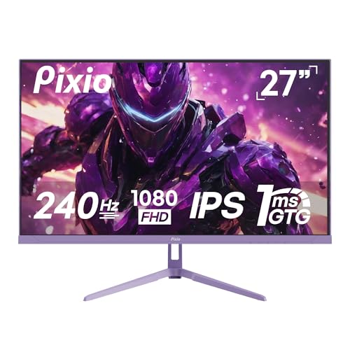 Image of Pixio PX279 Wave Purple 27 inch 240Hz Refresh Rate FHD 1080p Resolution Fast IPS Panel 1ms GTG Resonse Time Gaming Monitor and PS1S Wave Purple Single Monitor Arm