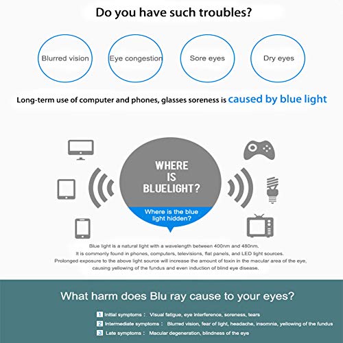 Occffy Blue Light Filter Computer Glasses for UV Blocking Anti Eyestrain Gaming Glasses Anti-Glare Blocker Eyewear Protection for Men Women 5025 (Black)