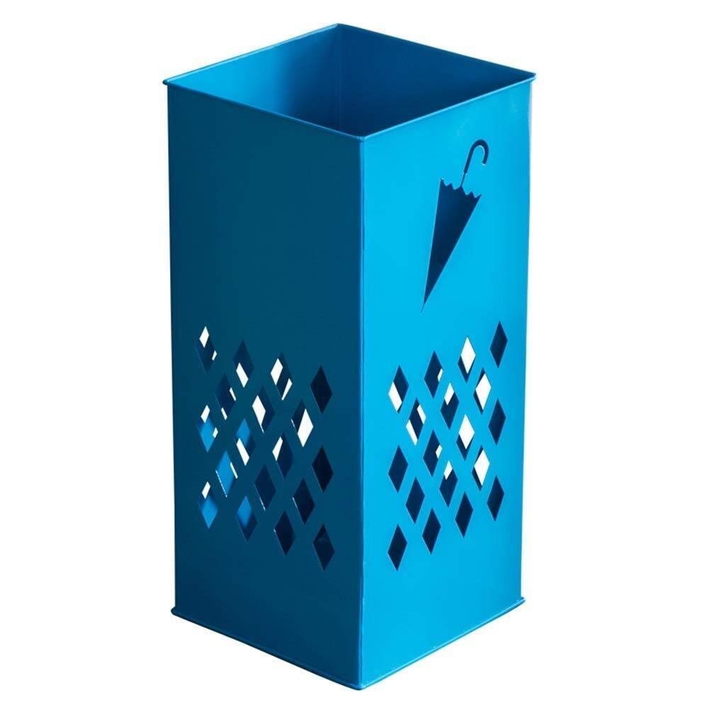 Porte-parapluies autoportant en fer bleu carré pour entrée et bureau