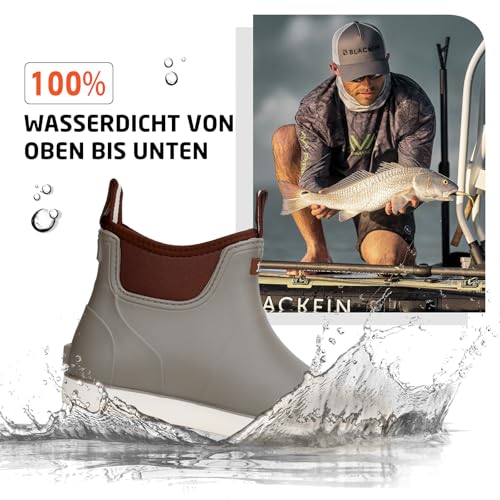 Men's Deck Boots Waterproof Fishing Rain Boots, Anti-Slip Rubber Boots Ankle Booties, High-Performance Footwear Chelsea Boots for Gardening Boating Camping Sailing2