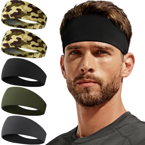 Image of Sweat Band, 5 Pack Headband Moisture Wicking for Running Sports