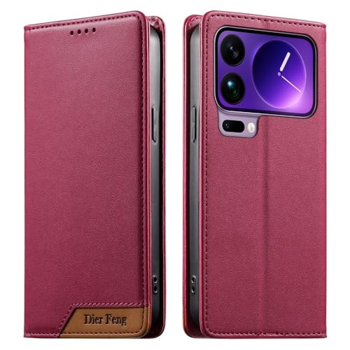 Étui Xiaomi 15T Pro portefeuille cuir bordeaux avec aimant