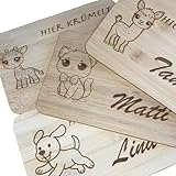 Frühstücksbrettchen Holz 24×14 cm – Kiefernholz unbehandelt – Personalisiert mit Namensgravur...