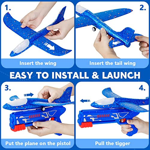 Winstico Boys Toys Age 4 5 6 7 8 9 Year Old Boy Gifts, Airplane Launcher Toy with 3 Pack Foam Glider Planes, Outdoor Garden Toys Birthday Present Gift for Kids Age 3 4 5 6 7 8 9 Year Old Boys - Image 4