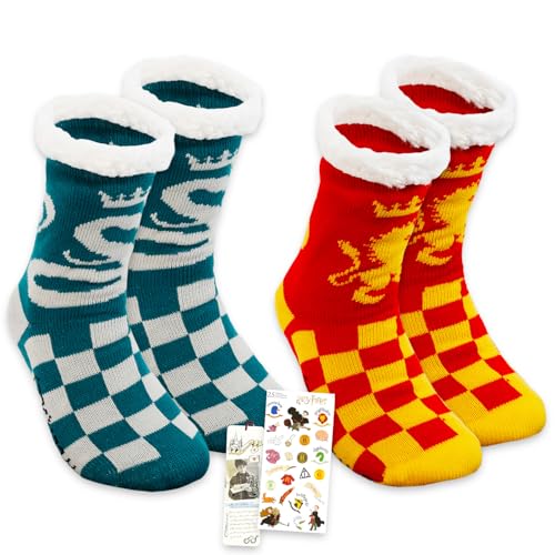 Chaussettes Sherpa Harry Potter pour des soirées cocooning Gryffondor et Serpentard au chaud