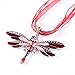 AKOAK Fashion Creative Bohemian Jewelry Ethnic Multi-layer Chain Colorful Enamel Dragonfly Pendant Necklace（Red）