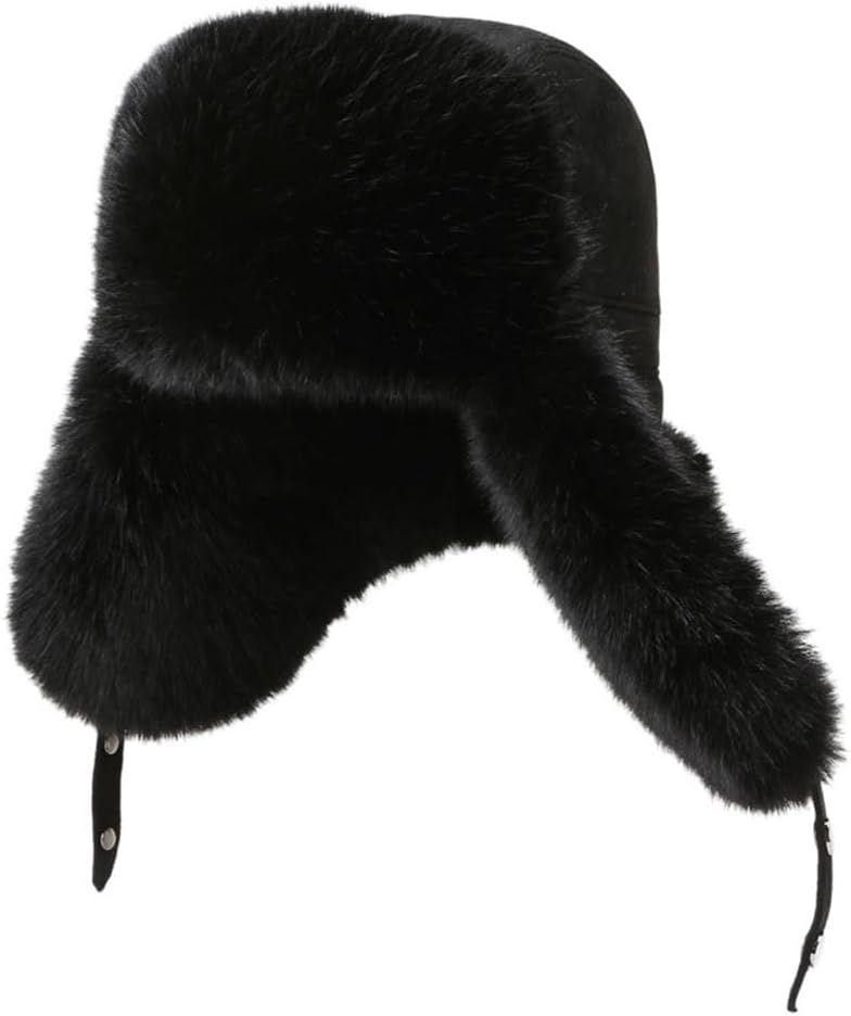 AAutumn and Winter Men's Thickened Cold Protection Ear Leather Fleece Lei Feng Hat Women's Warm