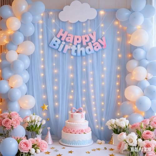 10x10ft White Tulle Backdrop Curtain with Lights String for Parites, Sheer Photo Backdrop Curtains with Lights for Wedding Backdrop Ceremony Reception Bridal Shower Baby Shower Birthday Party - Image 5