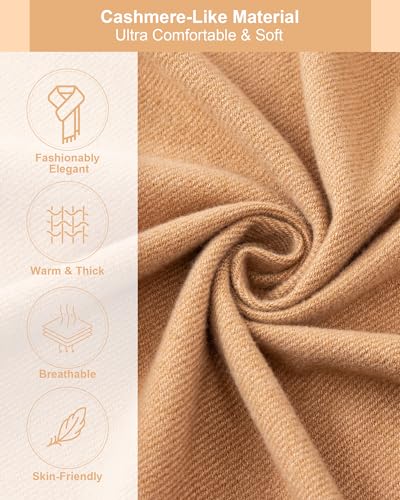 Winter Women's Soft & Warm Solid Color Oversized Scarf, Thick & Cozy Large Blanket Shawl for Cold Weather2