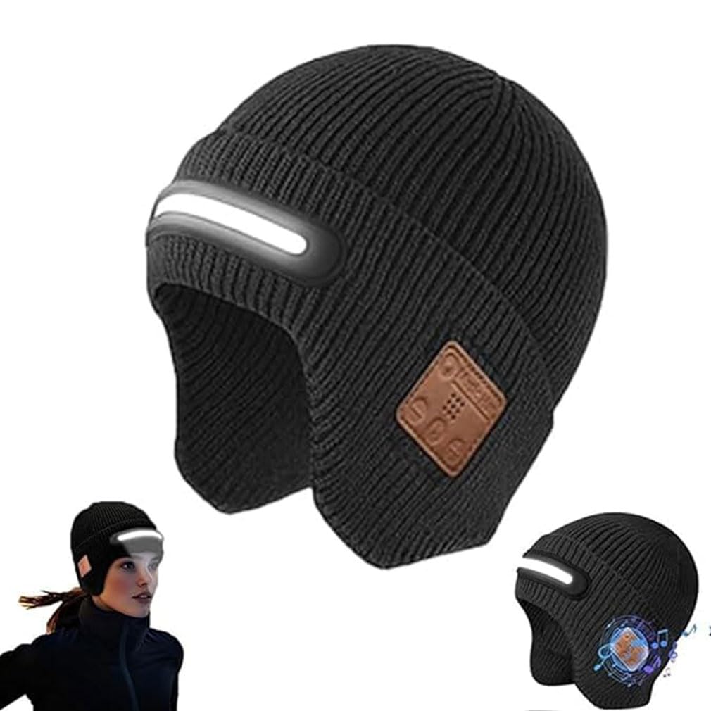 Rechargeable Bluetooth Beanie Hat with Light, TR-BTD3 Smart Bluetooth Beanie with 3-Stage LED Lighting,LED Lighted Beanies Cap,Rechargeable Wireless Headphones Tech Caps Built-in Stereo Speakers & Mic
