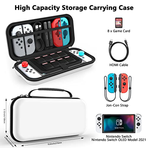 Heystop Carry Case Compatible With Nintendo Switch & Nintendo Switch Oled Model 2021, Portable Travel Carry Case For Accessories And Console, White #TOP2
