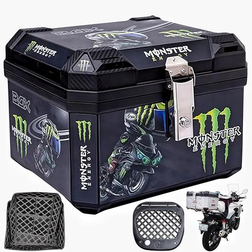 バイク リアボックス 用 48L大容量 トップケース ケース ボックス オートバイボックス モノキーケース アル 四角 取り付けベース付き 軽量 四角 耐衝撃 防犯対策 キーロック可能 取付ベース 簡単脱着 汎用 スーパーカブ/原付等 防水 防塵 バックレ