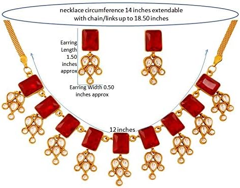 Touchstone Indian Bollywood Traditional Craftsmanship Mughal Designer Jewelry Wedding Necklace Set in Antique Gold Or White Tone for Women. - Image 5