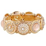D EXCEED Womens Vintage Flower Bangle Bracelet Fashion Floral Stretch Bracelets for Ladies