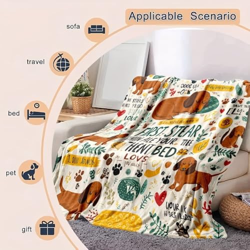 Couverture de lit enfant 150x200 cm plaid jaune teckels - 7