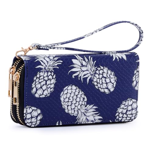 Image of XEYOU Double Zipper Long Clutch Wallet Cellphone Wallet for Women with Removable Wristlet Strap for Credit Card, Cash, Coin, Bill