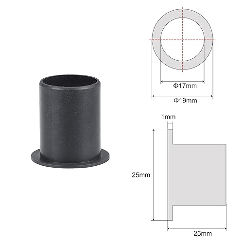 Miniatura 62 de uxcell Los rodamientos ensanchados de la manga 32.8 ft m diámetro interior 39.4 ft m OD 19.7 ft m longitud POM envueltos bujes sin aceite negro