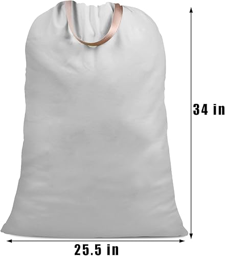 Miniatura 4 de Bolsa de lona de algodón con asas y correas de cordón, bolsas de lavandería extra grandes resistentes para lavandería y hogar, bolsa de ropa sucia