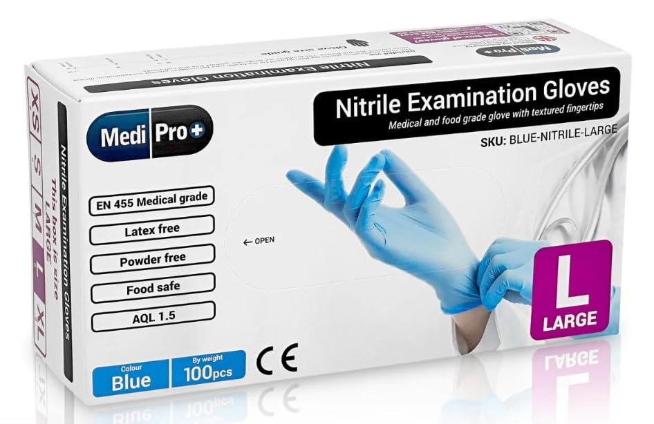Precision Grip Nitrile Gloves - Ultimate Protection & Comfort Nitrile box blue (Box of 100) LARGE