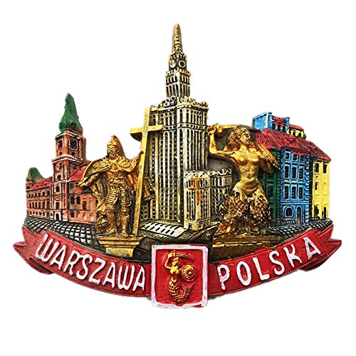 Imán 3D souvenir Varsovia Polonia rectangular miniatura 1