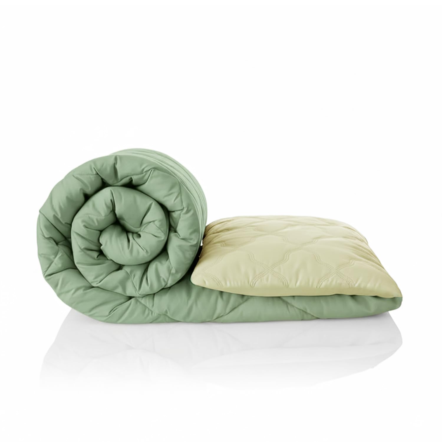 Super Soft and Light Weight 100% Pure Microfiber Reversible Comforter 220 GSM Comforter/Blanket for Winter/Quilt/Duvets for Double Bed(230x250) Cm Pack of 1 (Green/Cream)-image-32