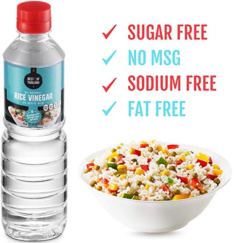 Best of Thailand Gourmet Rice Vinegar | Gluten Free Cooking Vinegar for Sushi, Salad, Marinade, Pickled Cucumber | All Natural, Unseasoned, Sugar Free, Sodium Free, No MSG, Kosher | 2 x 16.9oz Bottles - Thumbnail 4
