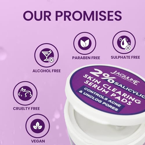 Image of JAQULINE USA 2% Salicylic Skin Clearing Serum Pads | Brightens Skin Tone | Reduces Acne and Blackheads | Unclogs Pores | Suitable for All Skin Types - 40g