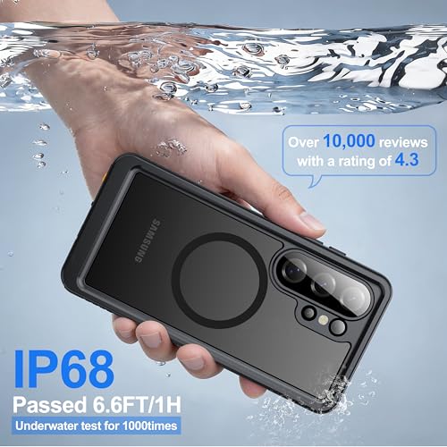 Image of ANTSHARE IP68 Waterproof Case for Samsung Galaxy S26 Ultra [2026] - MagSafe Compatible, Built-in Screen /Lens Protector - Shockproof Full Body Protection for Swimming /Outdoor, Black-Translucent Matte