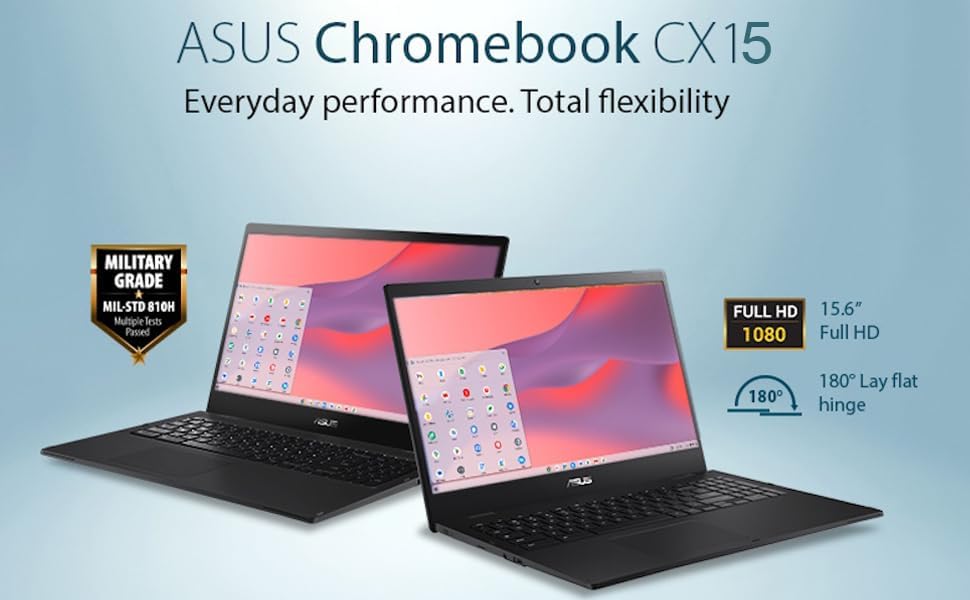 Image of ASUS CX15 Everyday Value Chromebook 15.6 inch FHD Display (Intel Celeron N4500, Intel UHD Graphics, 8GB LPDDR4, 64GB eMMC, WiFi 6, Webcam, BT 5.2, & DKZUSB Port Expander, Chrome OS (Renewed)