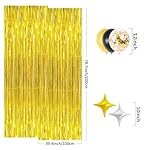 Gold Foil Fringe Curtain Party Decoration Kit, 2 Pack Metallic Backdrop with Gold & Black Balloons, Balloon Garland Accessories for Birthday, Wedding, Photo Booth, Holiday Parties - Image 4