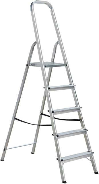 Draak Step Ladder 5 Step - Non Slip Treads - Ladder Made from Lightweight Aluminium Certified to BS EN 131 Part 1-3