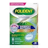 Polident Compresse detergenti antibatteriche per apparecchi dentali sbiancanti notturni, compresse per la pulizia del paradenti, 60 pezzi
