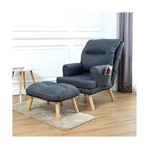 Sofa Chair Modern Upholstered Wooden Lounge Chair Arm Chair With Ottoman Modern Comfy Furniture For Living Room,Bedroom,Club,Office Multi-color Optional Living Room Bedroom Study Balcony Armchair - Image 5