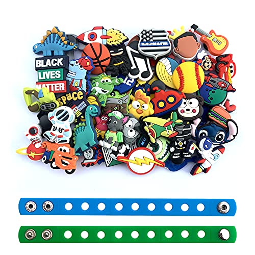 50pcs Different Shoe Charms for boys with 2 Bracelets,Hero Cartoon Shoe Charms for Crocs,Shoe Decoration Charms for Shoes,Shoe Charms for teens birthday party gifts