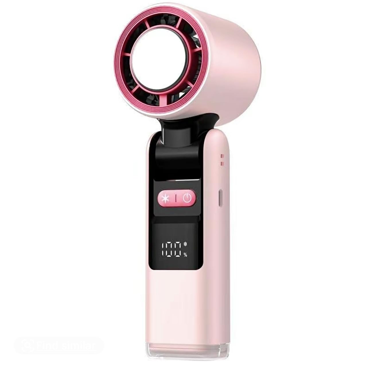 Portable Handheld Cooling Fan, 4000mAh Battery, Digital Display, 5 Speed Levels, 1.5h Quick Charge, Foldable with built-in Superconducting ice-ceramic refrigeration. (Pink)