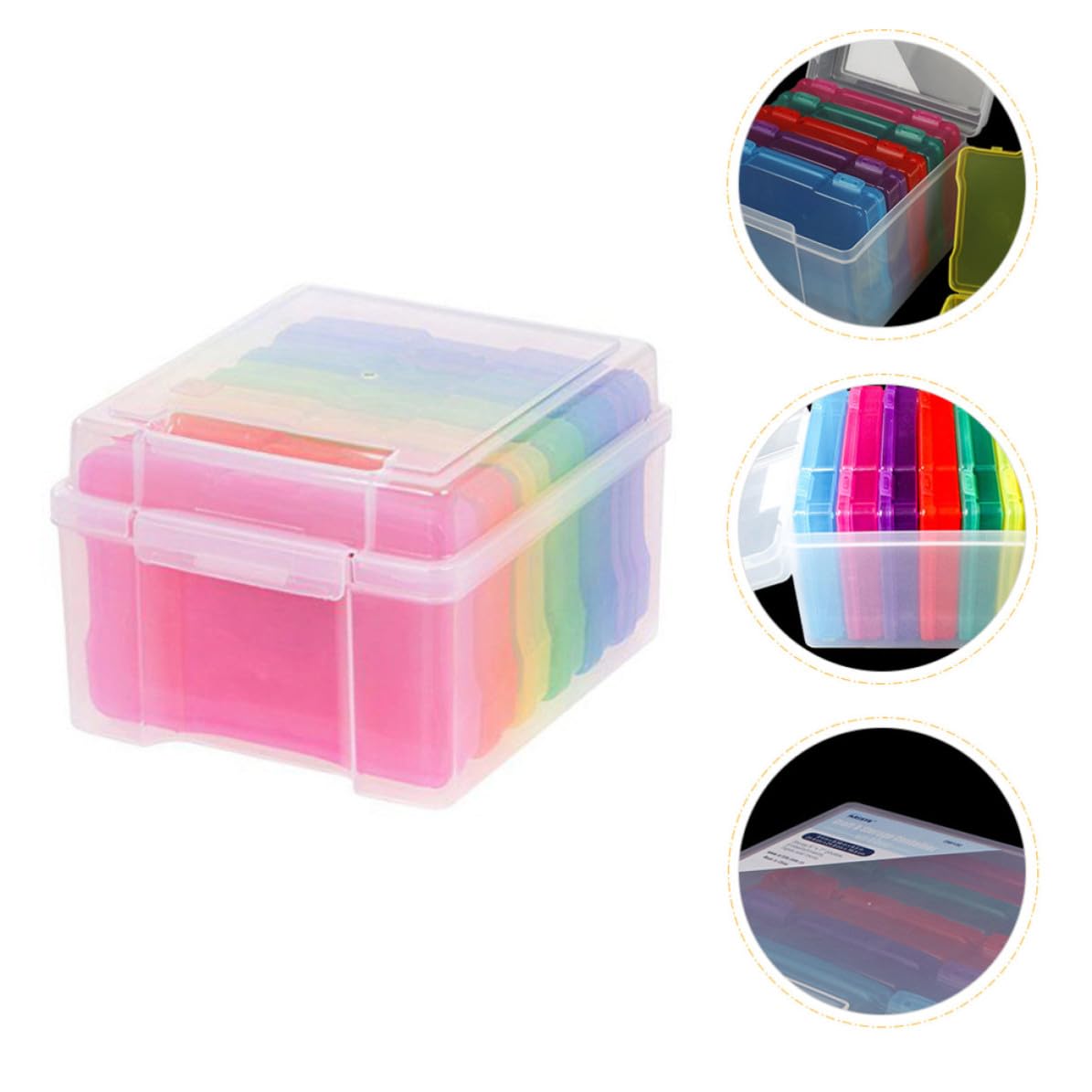 Boîte de Rangement en Plastique Ensemble 1 Set avec Diviseurs Amovibles pour Anniversaire et pour Organiser Photos et Cartes de Vœux