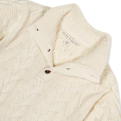 Image of Hope & Henry Boys' Mock Neck Cable Sweater with Button Placket