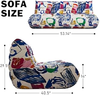 Big Bean Bag Chairs for Adults, 3 Seater Large Bean Bag Sofa, Fireside Chair Lazy Sofa Chair with High Density Comfortable Foam, Modern Bean Bag for Living Room, Bedroom, Office (Multicolor)