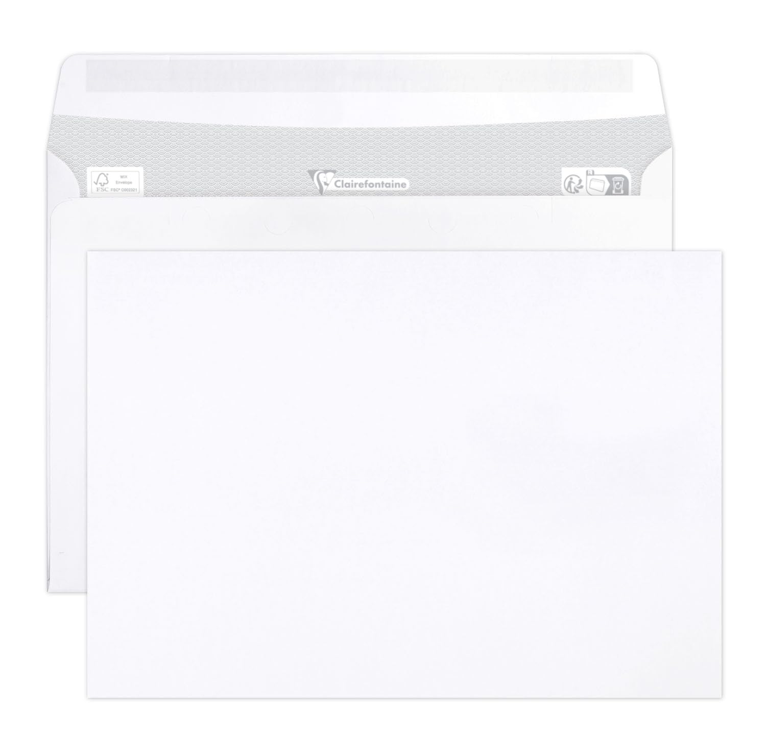 Clairefontaine 2642C - Box of 500 White Envelopes - Size: C5-162x229mm - Self-Adhesive - Weight: 90g/m² - Correspondence - Mailing - Manufactured in France