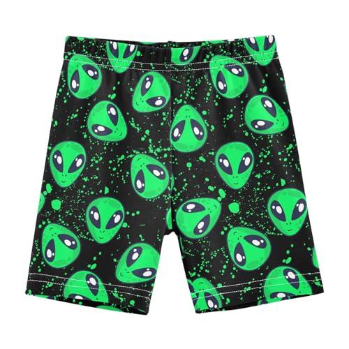 JHKKU Girls Green Alien Shorts Cotton Cartwheel Bike Kids Biker Under Dress Dance Short Girl Clothes 6T
