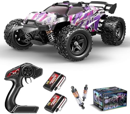 Womaqu Pinkes ferngesteuertes Auto für Mädchen, 1:18 RC Auto mit 40+ km/h | 4WD Offroad RC Truck, inkl. 2 wiederaufladbare Akkus, Geschenk für Mädchens ab Jahren