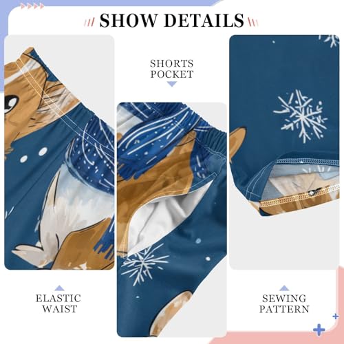 ZZXXB Lovely Puppy Dogs Snow Boys Long Pants Soft Trousers Elastic Waist Kids Lounge Bottoms with Pockets S-XL4