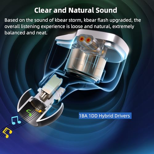 KBEAR Wired Headphones Flash Gaming Earbuds Gaming Earphones Hybrid 1DD 1BA In-Ear Earphones iem Earphones with Tangle-free Cable for Laptop PC (No Mic, Black) KBEAR Wired Headphones Flash Gaming Earbuds Gaming Earphones Hybrid 1DD 1BA In-Ear Earphones iem Earphones with Tangle-free Cable for Laptop PC (No Mic, Black)