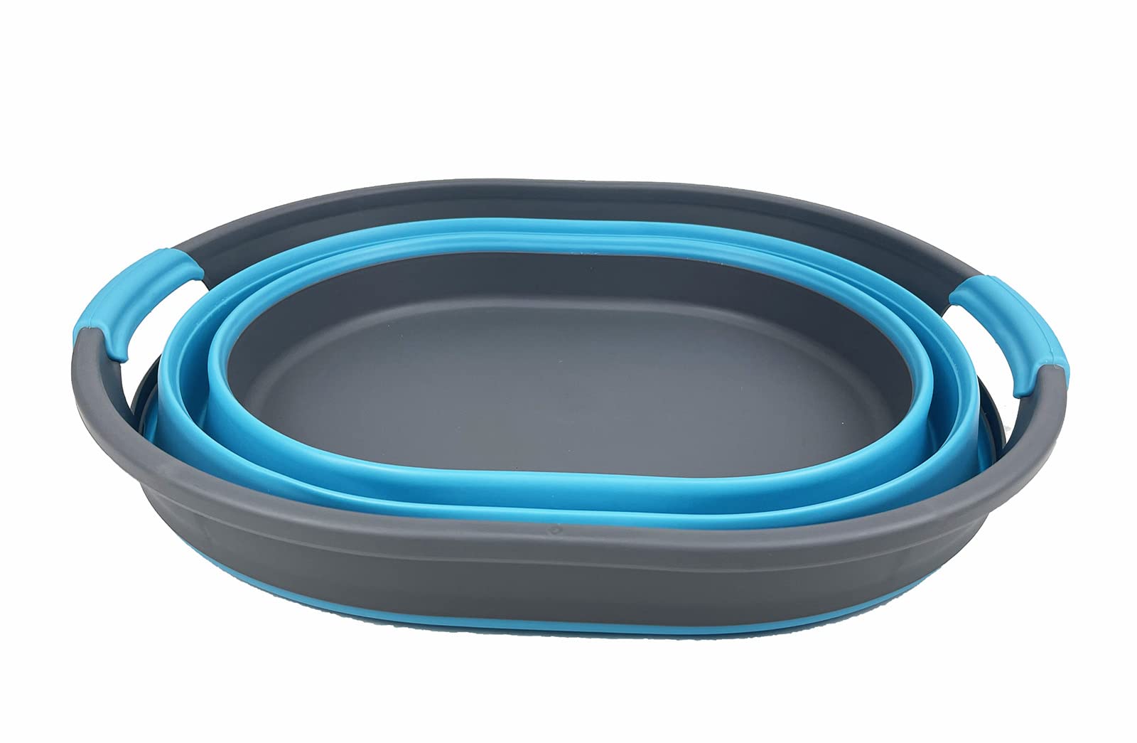 SAMMART Collapsible Laundry Basket - Foldable Oval Storage Tub, Portable Hamper (Bright Blue)