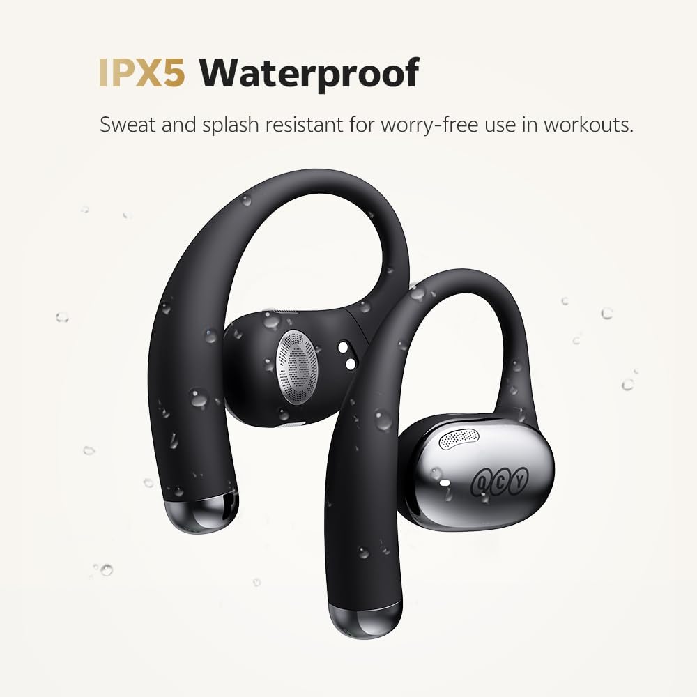 QCY Crossky R70 Open Ear Headphones Wireless with 52H Playtime, Hi-Res Audio & LDAC, Deep Bass, Bluetooth 6.0 Earhook Earbuds, Wireless Charging, Multipoint Connection for Gym/Workout - Image 7