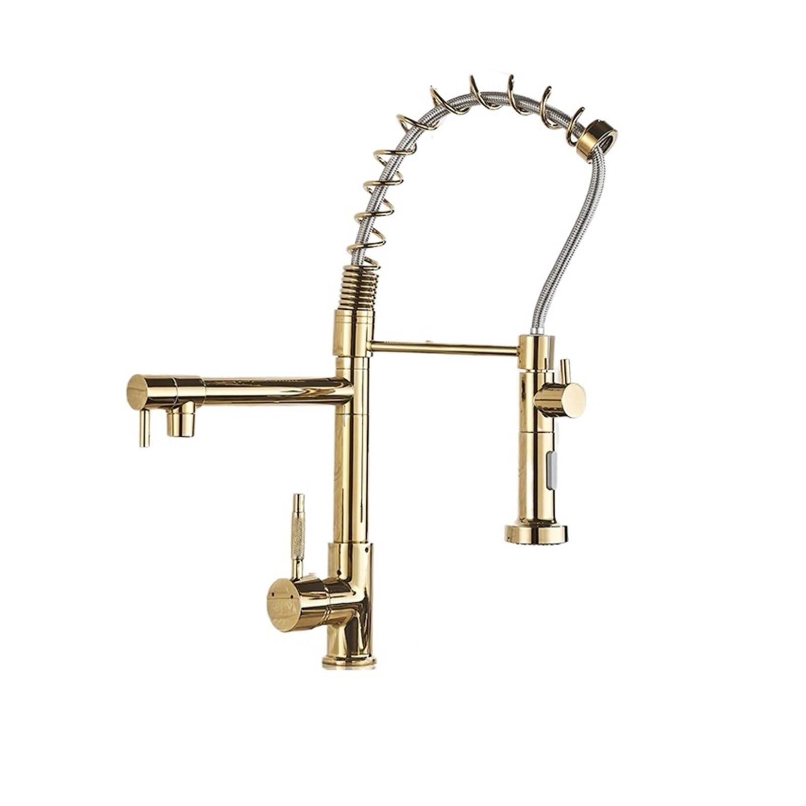 Robinet de cuisine extractible double jet d'eau chaude et froide Gold XPT